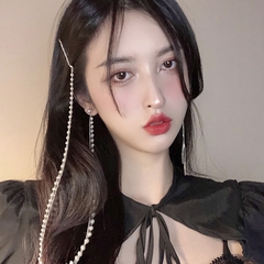 Khuyên tai dài ngọc trai kèm kẹp tóc