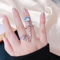 Set 2 nhẫn bạc đính ngọc cá tính