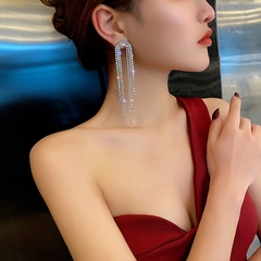 Khuyên tai bạc dài 3 hàng