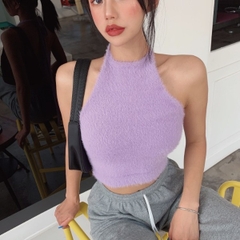 áo croptop len tím