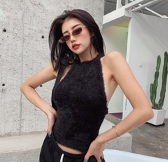 áo croptop len đen