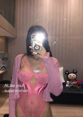 Bodysuit dây đan xuyên thấu hở nửa ngực sexy