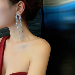 Khuyên tai bạc dài 3 hàng