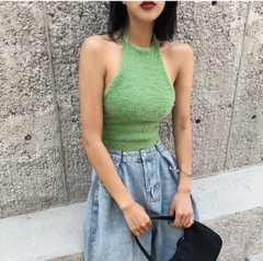 áo croptop len xanh lá