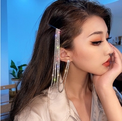 Khuyên tai dài đính đá kẹp tóc