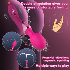 Vibrator 2 Đầu G Spot Clitoral 10 Chế Độ Rung Silicone