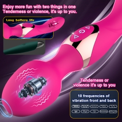 Vibrator 2 Đầu G Spot Clitoral 10 Chế Độ Rung Silicone