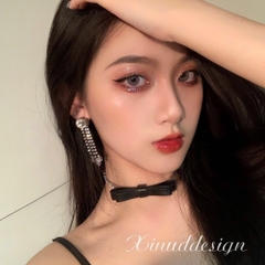 Khuyên tai ngọc đính đá nơ da
