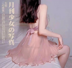 Váy ngủ ren buộc dây lưng ngực nơ kinh điển