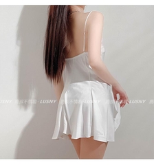 Váy ngủ lụa khuy xẻ dọc phía trước