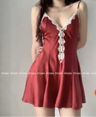 Váy ngủ lụa khuy xẻ dọc phía trước