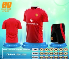 Quần áo bóng đá Trẻ Em MU 2024/25 (Thun mè Hàn Quốc)