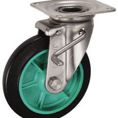 Bánh xe xoay, có phanh Ø200, Inox (JAB-200)