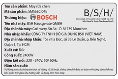 Máy rửa chén độc lập Bosch SMS6ECI04E