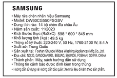 Máy rửa bát độc lập DW60CG550FSGSV với chế độ diệt khuẩn chuyên sâu Hygiene Care, sức chứa 14 bộ đồ ăn