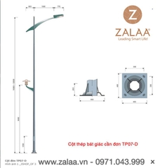Cột đèn bát giác cần đơn mã số  ZTP07-D chiều cao 6m-12m