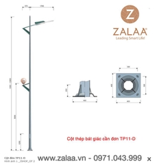 Cột đèn bát giác cần đơn mã số ZTP011-D chiều cao 6m - 12m