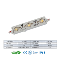 Chip LED SamSung 2835 Module 3 Bóng SiD IP68, Bảo hành 3 năm