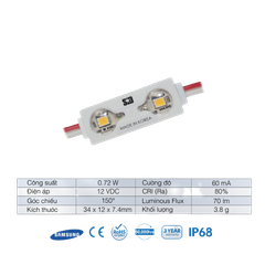 Chip LED Module 2 Bóng SamSung 2853 SiD IP68, Bảo hành 3 năm