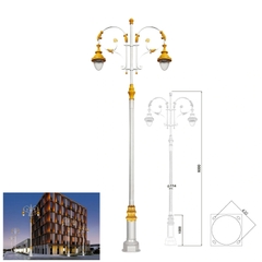 Cột 2 Đèn Sân Vườn Tân Cổ Điển Đúc Tinh Xảo ZSV_TYD-0501 ZALAA OEM Chiếu sáng Cảnh Quan, Dự án đô thị, Công viên