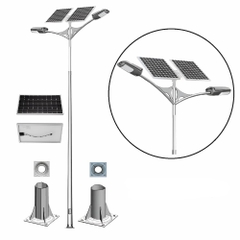 Cột Đèn LED Cao Áp Năng Lượng Mặt Trời ZCD-CK05 Cần Đèn Kép 2 tấm Pin Solar Panel