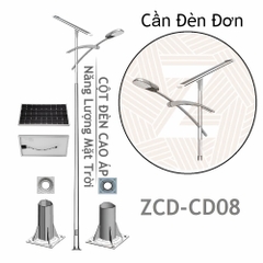 Cột Đèn LED Cao Áp Năng Lượng Mặt Trời ZCD-CD08 Cần Đèn Đơn 1 tấm Pin Solar Panel