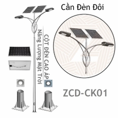 Cột Đèn LED Cao Áp Năng Lượng Mặt Trời ZCD-CK01 Cần Đèn Đôi 2 tấm Pin Solar Panel