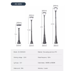 Cột Đèn Năng Lượng Mặt Trời ZALAA cao từ 1m-2m5 ZG-GGD0203-1-4.5W chiếu sáng cảnh quan ngoài trời