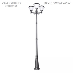 Cột Đèn Năng Lượng Mặt Trời ZALAA cao 2m6 ZG-GGD0203-3-13.5W Chiếu sáng cảnh quan công viên