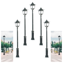 Cột Đèn Sân Vườn Châu Âu Cổ Điển ZALAA (2.7m - 4.2m) - Đầu Đèn Mái Đình, Thân Thép Tấm Dập Khuôn | ZSL-GLP-EC-EU003A