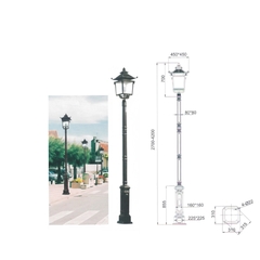 Cột Đèn Sân Vườn Châu Âu Cổ Điển ZALAA (2.7m - 4.2m) - Đầu Đèn Mái Đình, Thân Thép Tấm Dập Khuôn | ZSL-GLP-EC-EU003A