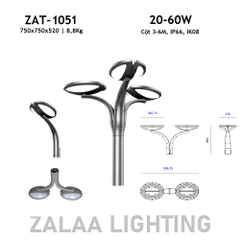 Đầu Đèn LED Sân Vườn Công Viên Hiện Đại Hướng Smart City ZAT-1051 ZALAA Công Suất 20W-60W Phù Hợp Cột 3-6M