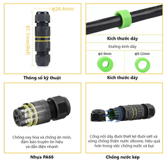 Đầu Nối Điện Cút Điện 2 Đầu E-Weichat M20-3P Chia 2 3 4 PIN Chống nước, Ngoài trời IP68 - Linh kiện đèn led Zalaa