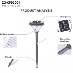 Đèn LED Cắm Cỏ Sân Vườn Năng Lượng Mặt Trời ZALAA ZG-CPD3004