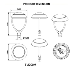 Đèn LED Chiếu Sáng Công Viên, Trang Trí Cảnh Quan ZAT-1046 30-120W H3-6M ZALAA