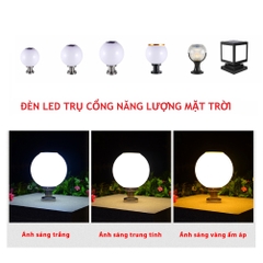 Đèn Trụ Cổng Tường Rào Ngoài Trời Kiểu Dáng Quả Cầu Solar Garden Lighting