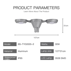 Đèn Sân Vườn Ngoại Thất Năng Lượng Mặt Trời ZG-TYD2005-2 21W ZALAA Cho cột cao 3-5m