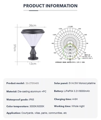 Đèn Trang Trí Trụ Cột, Đầu Cổng Nhà Vườn Sử Dụng Năng Lượng Mặt Trời Để Chiếu Sáng Zalaa ZG-ZTD5405