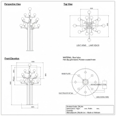 Trụ Đèn Nghệ Thuật 19 Bóng Cầu PE, PMMA, D200, D300, D400 LED Bulb E27 | ZCV-ART006 ZALAA
