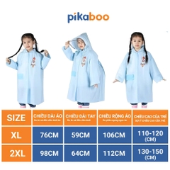Áo mưa trẻ em cao cấp Pikaboo, chất liệu Eva dày dặn chống thấm nước tốt, họa tiết dễ thương cho bé