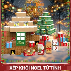 Bộ xếp hình khối nam châm hoạt cảnh Noel Pikaboo 68 chi tiết