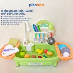 Đồ chơi nhập vai nhà bếp, xe đẩy siêu thị cho bé Pikaboo, thiết kế mới lạ chậu rửa bát đĩa rau củ nhà bếp sinh động