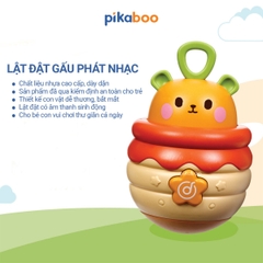Đồ chơi lật đật gấu phát nhạc Pikaboo, có đèn sáng và âm thanh vui nhộn, chất liệu an toàn cho bé