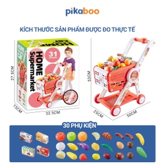Đồ chơi nhập vai nhà bếp, xe đẩy siêu thị cho bé Pikaboo, thiết kế mới lạ chậu rửa bát đĩa rau củ nhà bếp sinh động