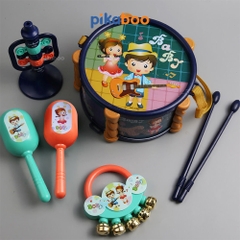 Đồ chơi trung thu bộ trống kèn Pikaboo có mẫu kèm xúc xắc và kèn, chất liệu nhựa an toàn cho trẻ