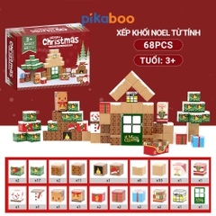Bộ xếp hình khối nam châm hoạt cảnh Noel Pikaboo 68 chi tiết