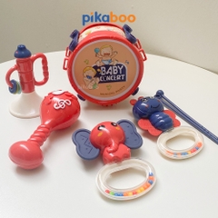 Đồ chơi trung thu bộ trống kèn Pikaboo có mẫu kèm xúc xắc và kèn, chất liệu nhựa an toàn cho trẻ