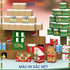 Bộ xếp hình khối nam châm hoạt cảnh Noel Pikaboo 68 chi tiết