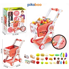 Đồ chơi nhập vai nhà bếp, xe đẩy siêu thị cho bé Pikaboo, thiết kế mới lạ chậu rửa bát đĩa rau củ nhà bếp sinh động
