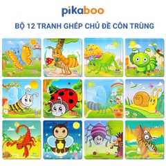 Bộ tranh ghép hình bằng gỗ Pikaboo đa dạng các chủ đề cho bé